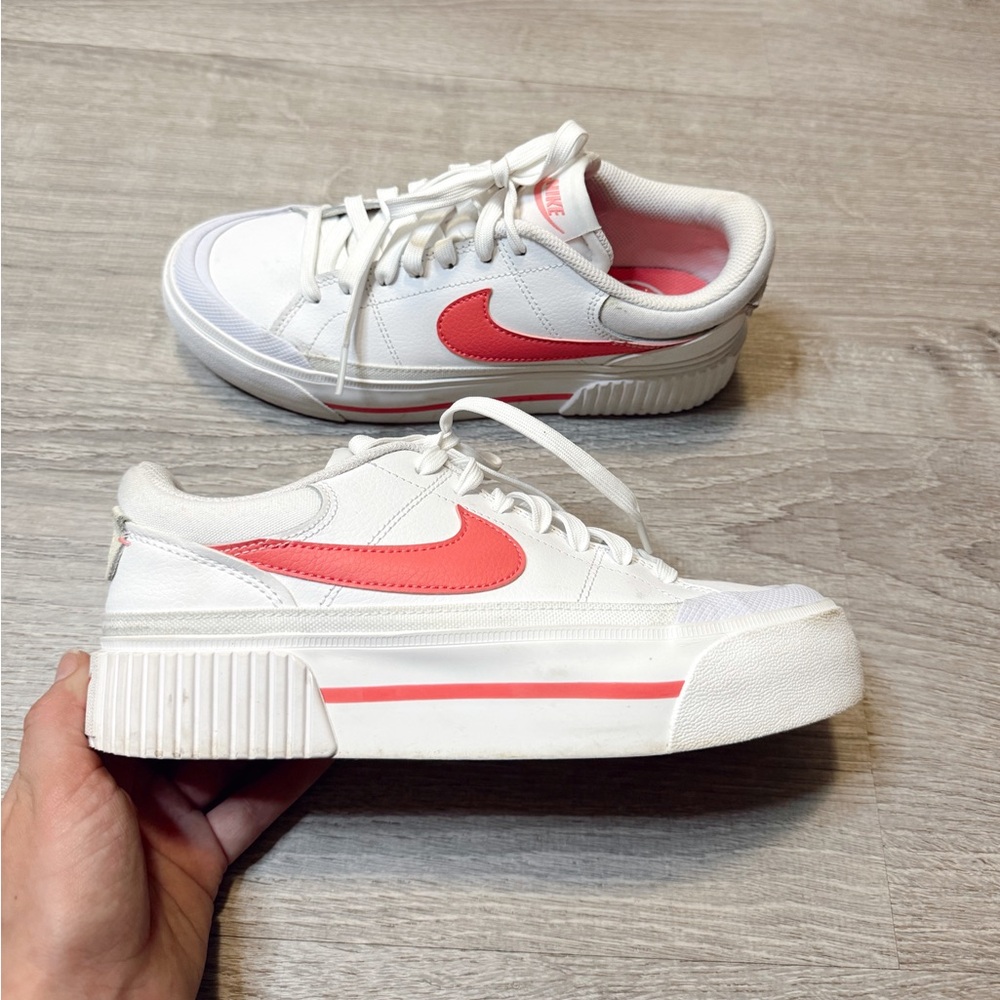 Nike White and Pink Women's Sneakers